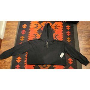 NEW So Lounge Life Women's Cropped Hoodie Black XL Cotton/Poly Blend Sustainable